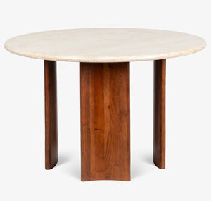 Abacus Design 4 Seater Solid <b>Wooden</b> 4 Legs Marble <b>Top</b> <b>Round</b> Shape Latest Modern Home Kitchen Restaurant Cafe Dining <b>Table</b> - Product Image 3