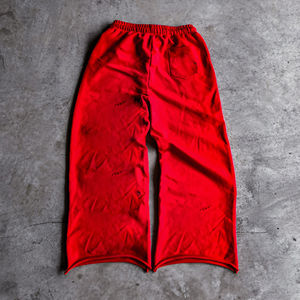 Custom Cotton Washed Jogger Track Pants Oversized <b>Wide</b> <b>Leg</b> Rhinestone Baggy Sweatpants <b>Men</b> OEM Serviced Customized - Product Image 2