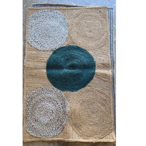 Tapis de cuisine en jute tressé naturel lavable et antidérapant abstrait moderne Tapis de sol écologique non toxique Ensembles de tapis de cuisine - Product Image 1