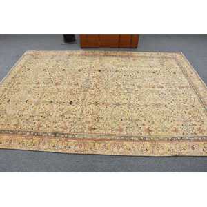 6.1x8.9 ft Rug, Vintage Turkish Large Rug, <b>Yellow</b> <b>Wool</b> Rug - Product Image 3