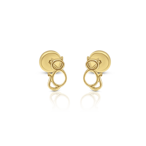 Boucles d'oreilles clous en or massif 9K en forme de chat (disponibles en 10K, 14K, 18K) pour femmes et enfants, avec fermoir à vis, fabriquées en Espagne - Product Image 1