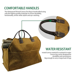 Personalized Firewood <b>Carrier</b> <b>Log</b> in Leather and Waxed Canvas Perfect Bushcraft and Outdoor Made in Pakistan - Product Image 6