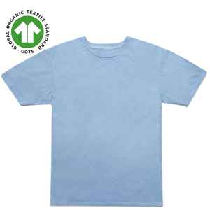 Camiseta orgánica para hombre azul claro, jersey de 4,3 oz, suave y transpirable con cuello acanalado clásico - Product Image 2