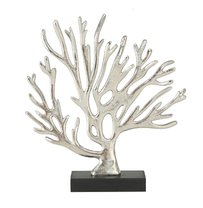 Sculpture en métal argenté poli sur base en fer, décoration artistique, décoration de table de ferme, objets décoratifs pour la maison, décoration intérieure - Product Image 1