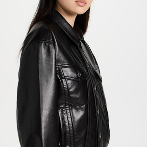 Veste de moto en cuir de mouton véritable pour femme, Style bombardier court, mode printemps - Product Image 5