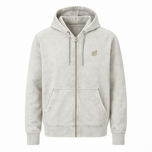 Fabricantes de ropa de aduana Capucha de doble capa Lavado ácido Sudaderas con cremallera desgastadas Hombres - Product Image 1