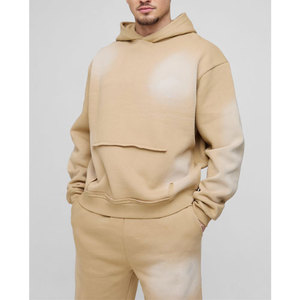 Ensemble de survêtement 2 pièces pour homme 100% coton Couleur unie Pull à capuche et pantalon de jogging en gros - Product Image 3