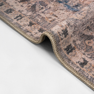 Alfombra de área de pelo bajo, lavable y plegable, de chenilla turca, estilo Art Deco, con diseño floral vintage desgastado en tonos taupe y malva, OEM ODM - Product Image 6