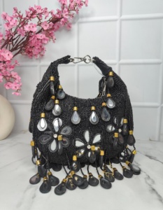 Bolso bohemio de estilo étnico Ins, bolso de mano duradero con espejo y cierre de cremallera, forro de nailon, decoración bordada - Product Image 5