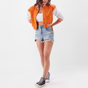 Crop Varsity bóng chày áo khoác cho người lớn Phụ nữ mùa đông thời trang dạo phố tùy chỉnh in kỹ thuật chế biến thô - Product Image 6