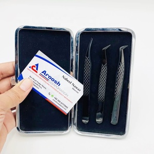 Vente en gros pince à épiler en diamant noir plasma Logo personnalisé solide en acier inoxydable pointu durable pour les extensions de cils - Product Image 1