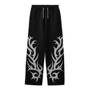 Pantalon homme à prix de gros, coupe droite, rayures courbes, délavé, taille mi-haute, cordon de serrage, coupe ample, 100% coton, style devant plat - Product Image 6