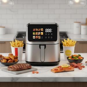 <span class=keywords><strong>Friteuse</strong></span> à air chaud 1800W à double chauffage, grande capacité 8L, chaleur supérieure et inférieure, en acier inoxydable, écran tactile numérique - Product Image 1