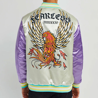 Veste Bomber en Satin Personnalisée Style Baseball avec Boutons, Veste de Baseball Tendance pour Hommes, Vente en Gros
