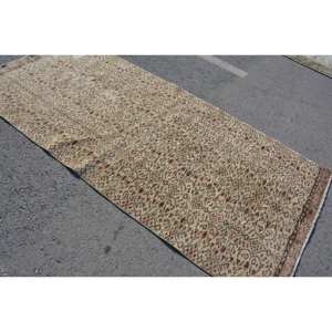 Tapis traditionnel en laine beige marron 4x8 pieds Patchwork de style classique turc vintage pour décorations de vie Latex pour couloir chevet - Product Image 2