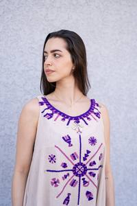 ชุดเดรสยาวคอวีสำหรับผู้หญิงชุดเดรสยาวปักลายโบฮีเมียนแขนกระดิ่งมีพู่แบบลำลองใหม่2025 - Product Image 3