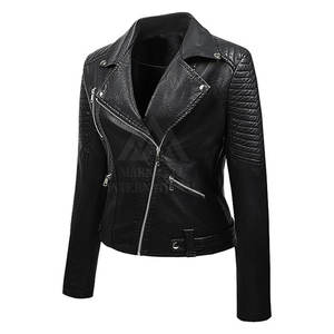 Último diseño chaqueta cómoda 2022 de alta calidad de piel de oveja Turn Down Collar mujer chaqueta de cuero de moda - Product Image 2