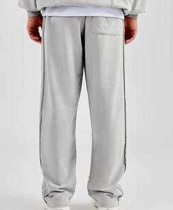 Pantalon de survêtement ample à jambes larges, léger, à la mode, avec logo personnalisé, panneaux latéraux, 100% coton, taille élastique lavée - Product Image 5