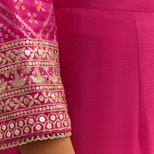 Pink Bandhani Zardosi Sharara Set para venta al por mayor bodas indias nupcial festivo Sangeet ocasiones y celebración cultural OEM - Product Image 6