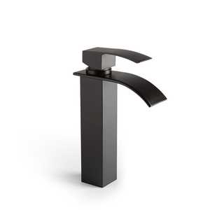 ก๊อกน้ำอ่างล้างหน้าสีดำแบบติดตั้งบนเคาน์เตอร์ Noto Tall Waterfall Mat - Product Image 1