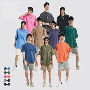 100% algodón Crew Fitness venta al por mayor cuello redondo Camiseta para hombres de alta calidad Vintage camisetas Pour Hommes ácido lavado camiseta - Product Image 5