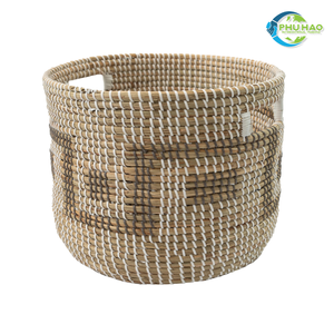 Panier à linge en jonc de mer vietnamien tissé, organisateur de linge fait main de haute qualité pour toute maison, plusieurs tailles, personnalisation - Product Image 3