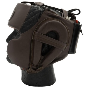 Brown-Color <b>Head</b>-Protection Boxing Sparring-Fighting Cowhide Leather Helmets Professional Training-Closure Muay-Thai Headguards - Product Image 6