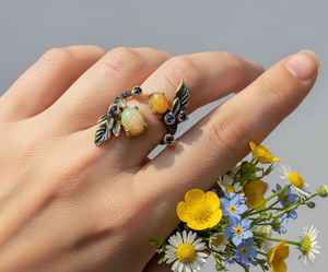 Ethiopian Opal Leaf Design Sterling Silver Wedding Ring Crafted for Elegant Nature <b>Inspired</b> Wear IGI Certified Radiant Color - Product Image 2