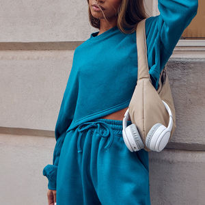 <b>Women's</b> Tracksuit Cotton <b>Fleece</b> Two Piece <b>Jogger</b> Sweatpants Set Plain Thick Unisex 2 Piece Sweatsuit Hoodies Set for <b>Women</b> - Product Image 2