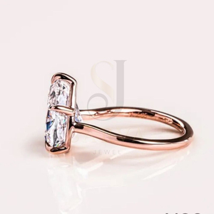 IGI Certified Lab grown Diamond 18K Rose Gold Plated Hip Hop 14k Rose Gold Pear Cut CVD Diamond <b>Ring</b> For Women <b>Men</b> - Product Image 4