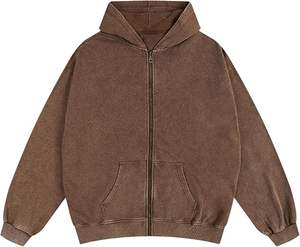 Sudadera con capucha de algodón grueso Fleece Acid Wash Pullover elegante Sudadera con capucha de lavado ácido con textura vintage - Product Image 1