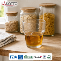 Tasse en verre borosilicate LAKOTTO faite à la main de 260 ml avec motif citron, idéale pour le service de table en restaurant, verrerie en gros, logo personnalisé