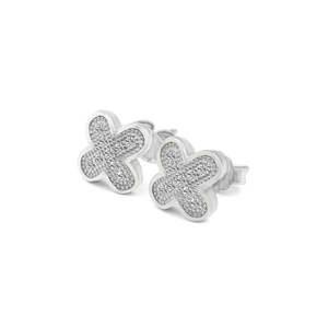 Pendientes Zarkan con Forma de Mariposa y Flores, Chapados en Oro de 18K, con Perla de Agua Dulce y Diamante - Product Image 3