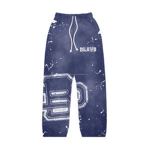 Pantalones Deportivos de Felpa de Algodón y Poliéster de Primera Calidad, 300 GSM, Azul Marino, Tela Suave, Logotipo Serigrafiado - Product Image 3