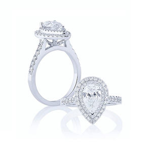 Bague de fiançailles en argent et or 10 carats avec diamant cultivé en laboratoire 1 carat coupe poire VVS2 E couleur IGI certifiée éthique durable en gros - Product Image 1