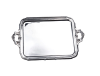 Plateau plaqué argent de style antique plateau de service ovale en laiton et acier inoxydable de taille personnalisée pour la nourriture pour la maison et l'hôtel