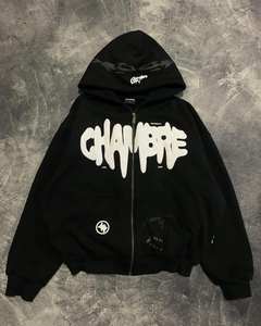 Personnalisé 500GSM Coton Éponge Française Poids Lourd Strass Sérigraphie Acide Lavé Détresse Pull Over Hommes Hoodies - Product Image 1