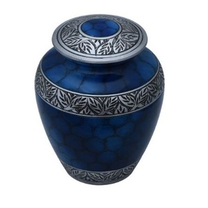 Hot Selling Metal Funeral Memorial Urn Human Pet Cremation Urn Blue Color Finished for Human Ashes Enamel Finished - Product Image 3