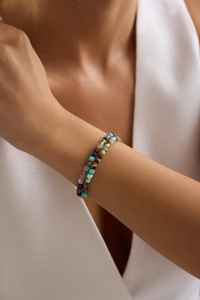 Bracelet de cheville en perles de pierres précieuses facettées pour femme, cadeau de Noël - Product Image 2