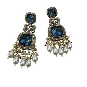 High Quality Handmade Beaded Natural Stone Fashion <b>Earrings</b> with Metal Post at the Back From India - Product Image 1