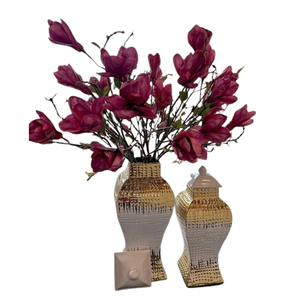 Lot de 2 pots à gingembre décoratifs de luxe faits à la main avec couvercle en aluminium métal pour maison hôtel mariage occasion pot à gingembre - Product Image 2