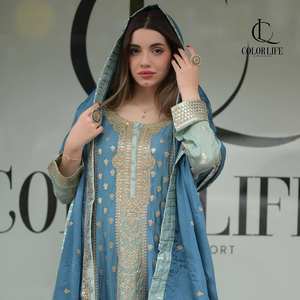 DESIGNER BRODERIE SEQUENCES TRAVAIL TOP AVEC SHARARA DUPATTA - Product Image 5