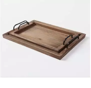 Large Rectangle Luxury Barware <b>Wooden</b> <b>Serving</b> <b>Tray</b>/Holder Decorative Metal Handle Custom Home Food <b>Tray</b>-Immanuel Model <b>Tray</b> Disk - Product Image 3