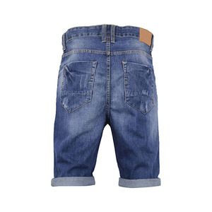 Shorts décontractés en toile et denim tricotés pour hommes, motif uni tendance, respirants, anti-plis, écologiques, avec boutons, services OEM - Product Image 3