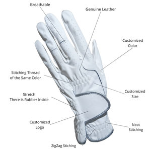 White Silver Sheepskin Golf Glove Full Finger Breathable Lightweight Left Hand Adjustable Wrist Strap for Sports - Product Image 4
