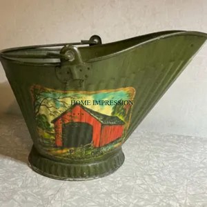 Seau à charbon en métal de qualité supérieure avec finition antique charmante et idéal pour les cheminées ou les poêles et robuste pour une utilisation durable - Product Image 4