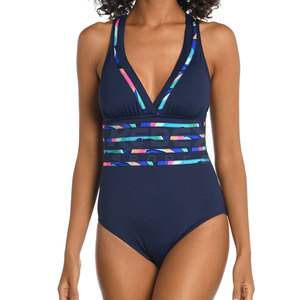 Traje de baño de tamaño adulto para niñas hecho a medida Color sólido Logotipo frontal Spandex/Poliéster Transpirable Venta directa de fábrica-1 pieza - Product Image 1