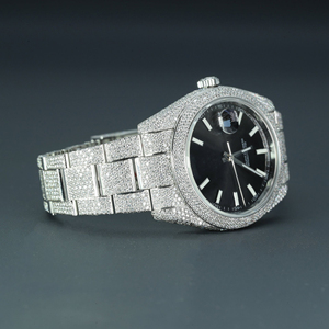 Huge Black Dial Fully Iced Out Diamond <b>Watch</b> / Solid 18k Gold Luxurious <b>Watch</b> - Ideal Gift for Hip Hop Lovers - Product Image 2