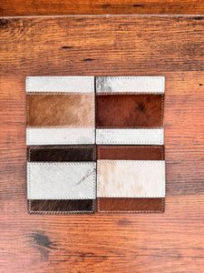 Dessous de verre carrés en cuir de vachette personnalisés de qualité extrême Sous-verres à cheveux Napperons de table Party Favors Ensemble de sous-verres en cuir Nouveaux cadeaux pour la maison - Product Image 3