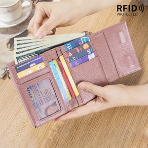 Ando <b>Bag</b> Genuine Cowhide Leather Small Wallet for <b>Women</b> Compact Card Holder Coin Purse with Zipper Pockets - Product Image 5
